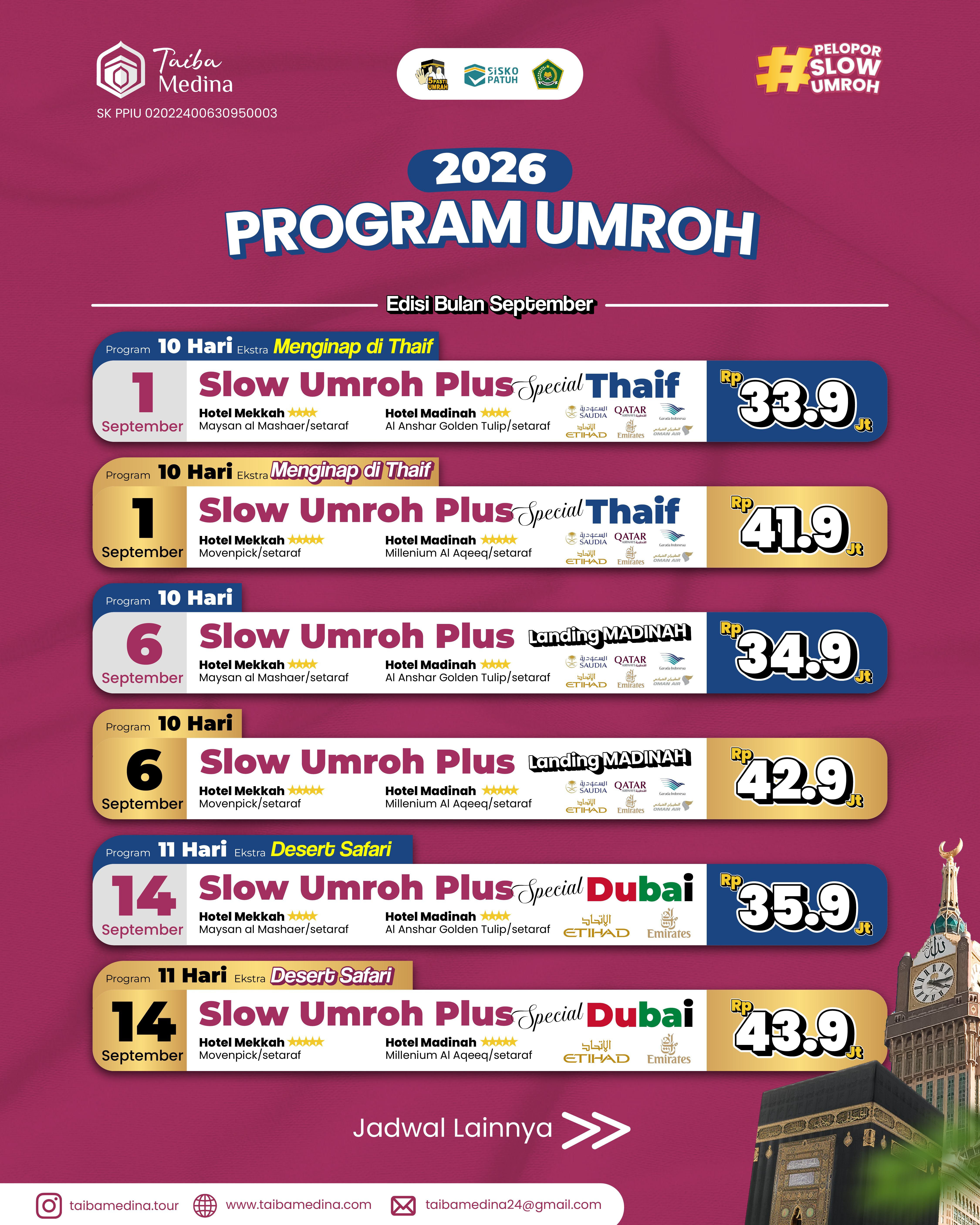 Slow Umroh Plus Special Thaif | 1 September 2026
