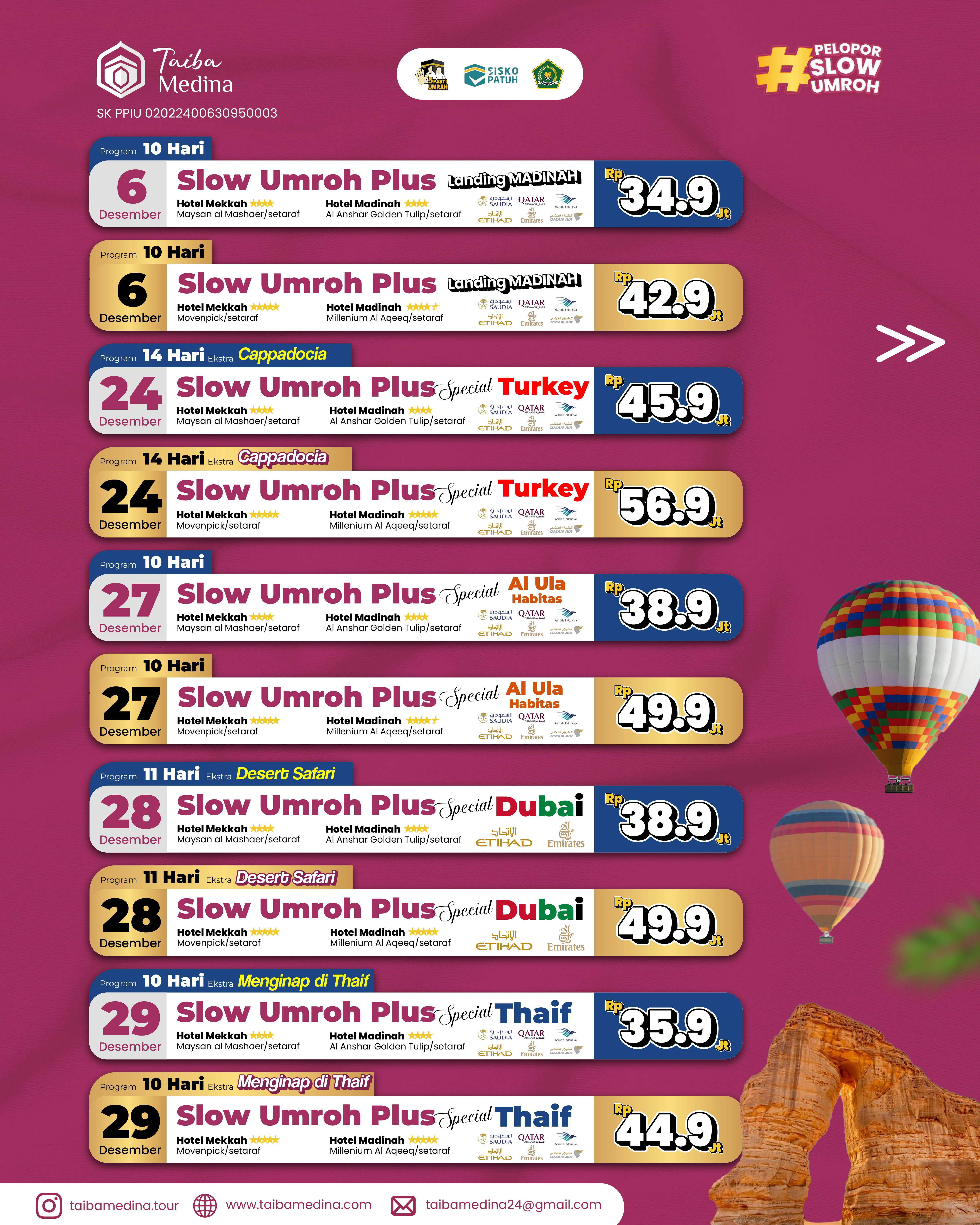 Slow Umroh Plus 6 DESEMBER 2026 | 10 HARI – Landing Madinah 