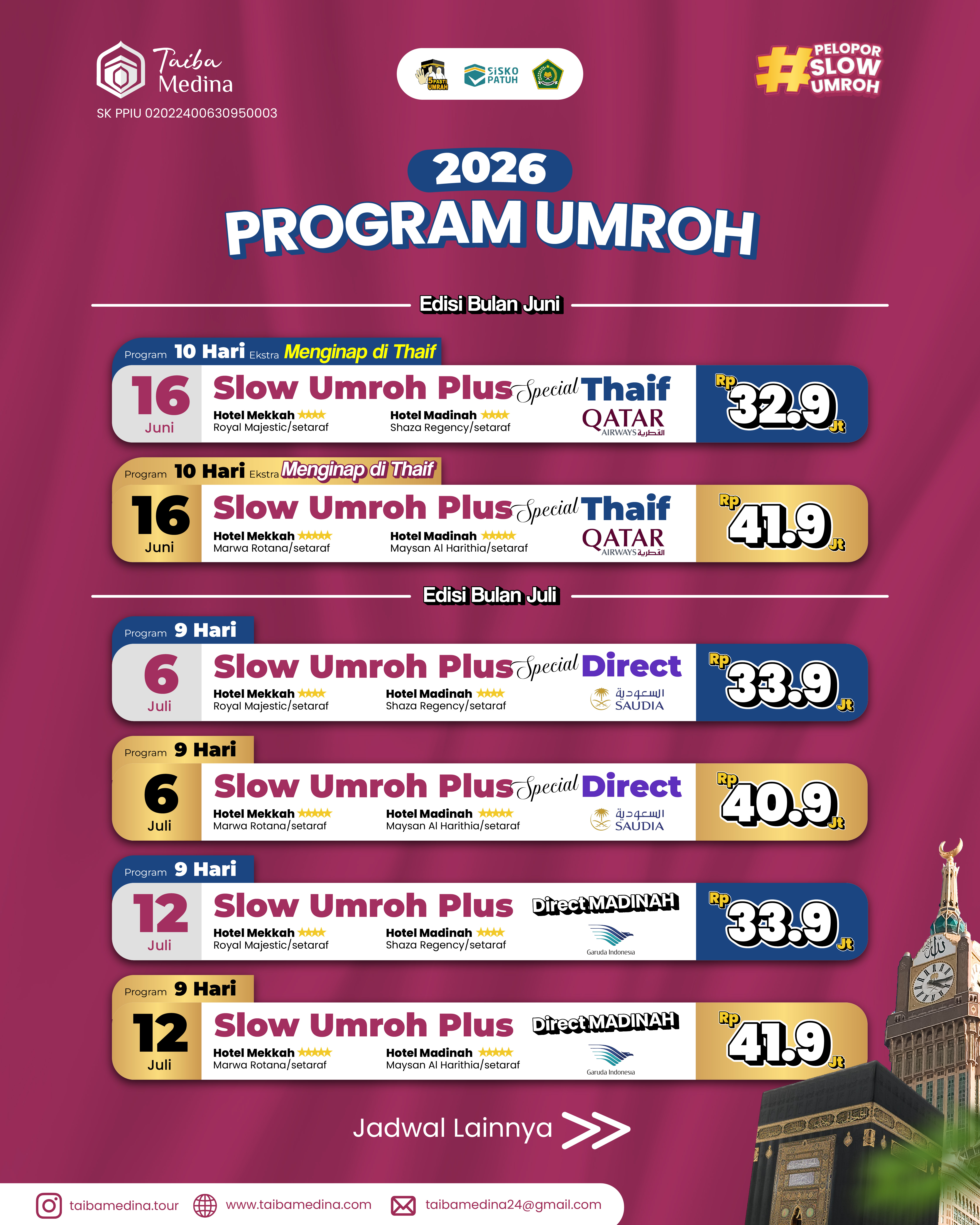 SLOW UMROH PLUS DIRECT MADINAH | 12 JULI 2026